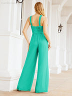 Tuta da sera elegante Numbersea con scollo incrociato, abito lungo per damigella, pantaloni a zampa d'elefante 28033