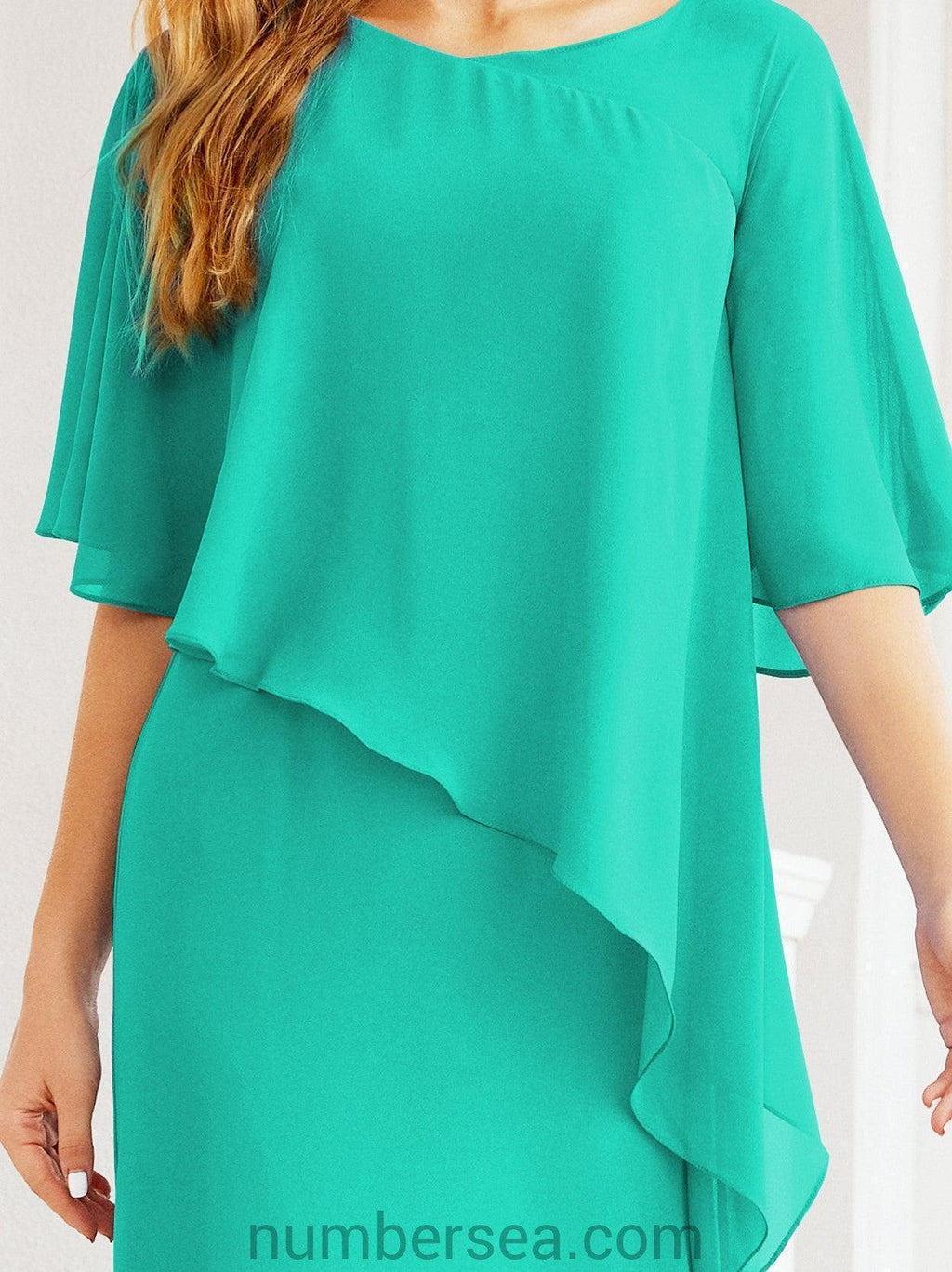 Robe de soirée formelle longue pour mère de la mariée avec cape à volants 28026