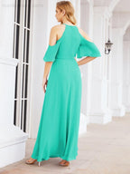 Robe de demoiselle d'honneur asymétrique, robe de soirée longue formelle ligne A 28074