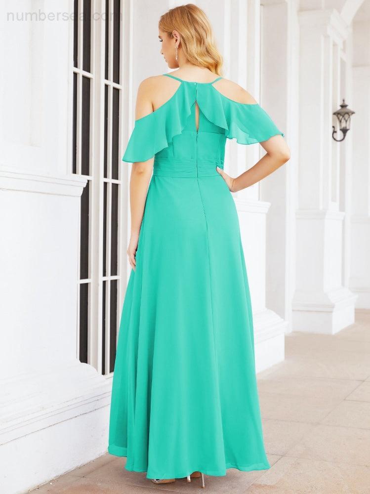 Robes longues de demoiselle d'honneur Numbersea à épaules dénudées, fente latérale, robes de bal formelles pour fête et mariage 28070