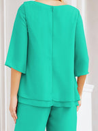 Robe de mariée élégante pour la mère de la mariée en deux pièces, tailleur pantalon grande taille à volants superposés, peignoir argenté 28064