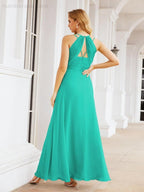 Numbersea Robes de demoiselle d'honneur pour femmes à bretelles doubles spaghetti Robe longue de soirée formelle fendue sur le côté 28051