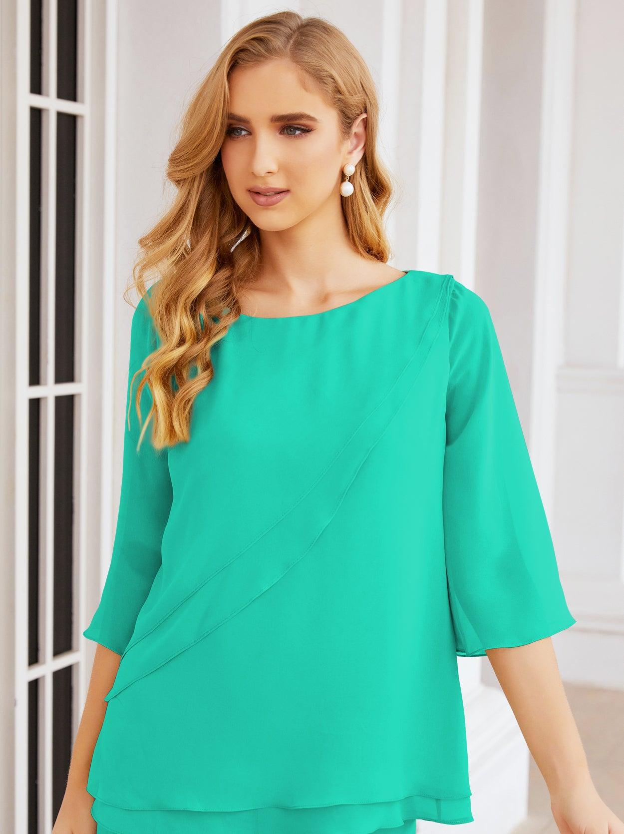 Robe de mariée élégante pour la mère de la mariée en deux pièces, tailleur pantalon grande taille à volants superposés, peignoir argenté 28064