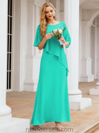 Robe de soirée formelle longue pour mère de la mariée avec cape à volants 28026