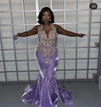 Sexy Abito Lungo da Sera Viola da Sirena per Ballo di Fine Anno Y1837
