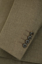 Fato de Casamento de Lã Cor Taupe com Gola Cruzada, 3 Peças, Ajustado, Para Noivo e Padrinhos