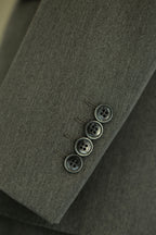 Fato de Casamento Cinza Carvão de Lã com Gola Cruzada de 3 Peças para Noivo e Padrinhos