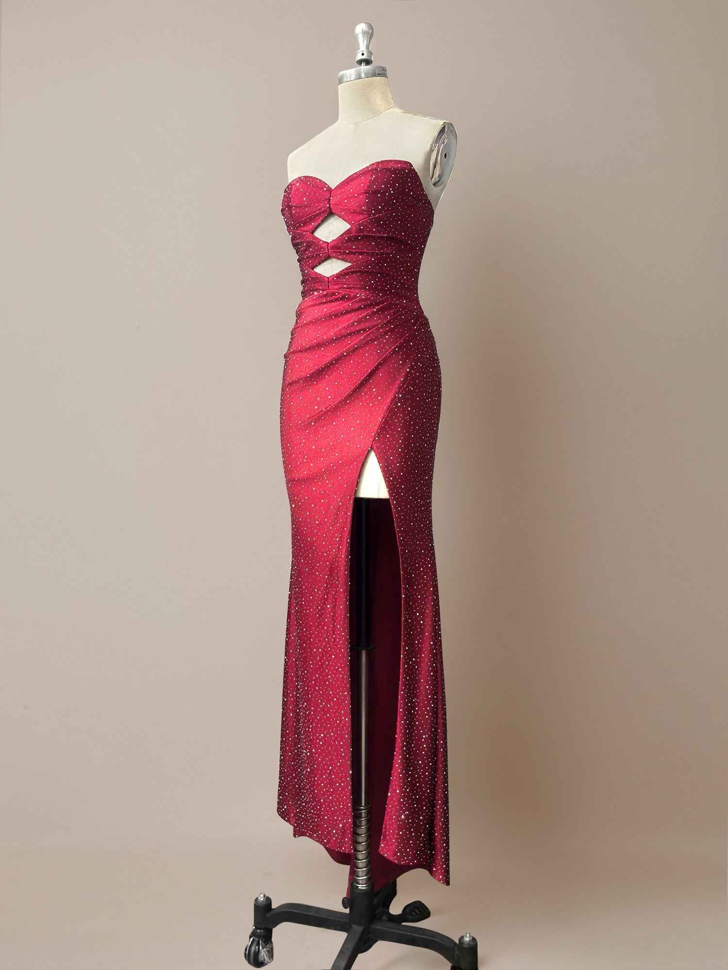 Hot Pink Mermaid Strapless Prom Dress Beaded With Lace Up Back