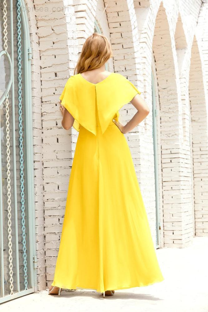 Robe de la Mère de la Mariée Grande Taille Col en V Longueur Solennelle Robe de Bal Formelle pour Invité de Mariage 28020