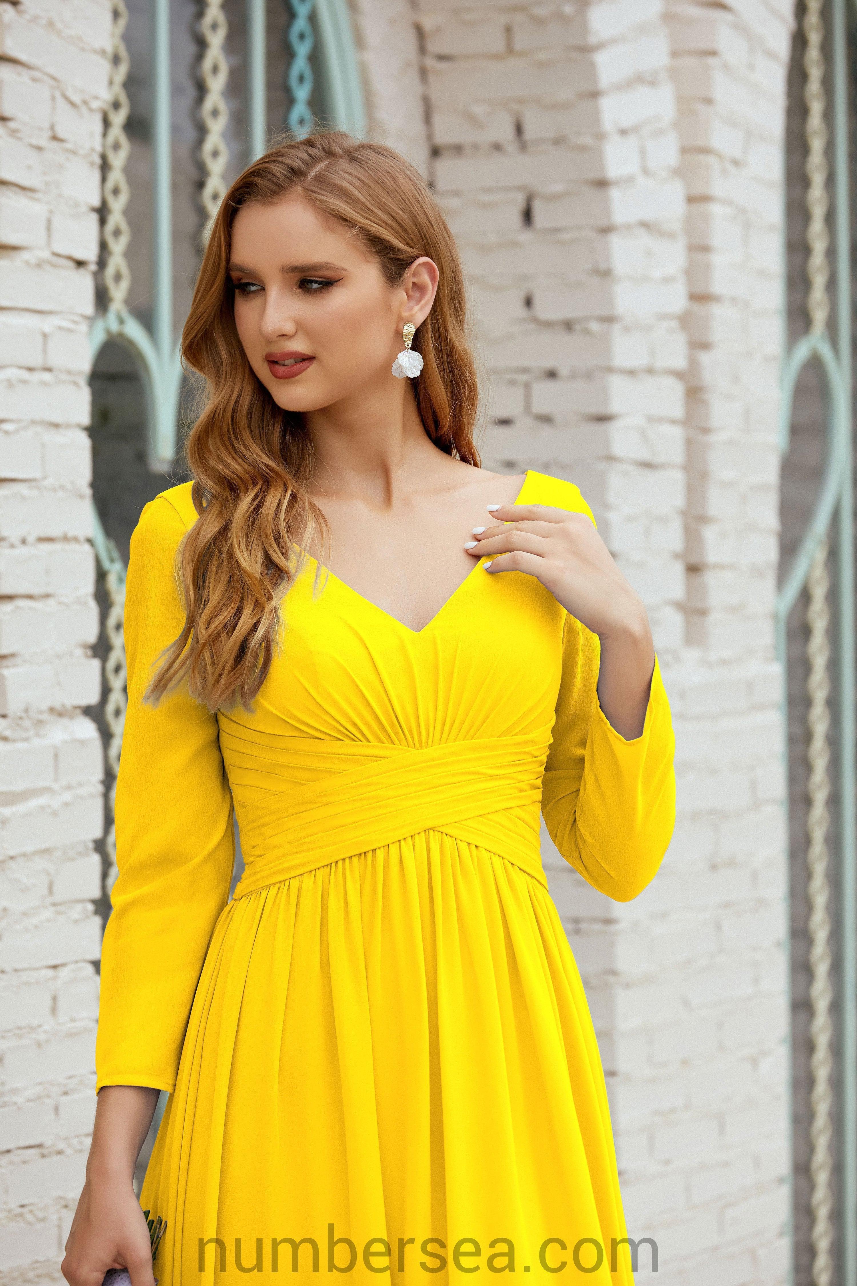 Abito da damigella Numbersea in chiffon, abito formale per festa, abito da sera 28016