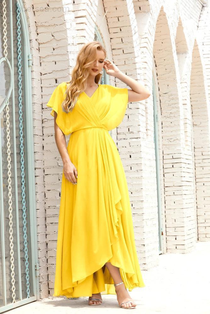 Robe de la Mère de la Mariée Grande Taille Col en V Longueur Solennelle Robe de Bal Formelle pour Invité de Mariage 28020