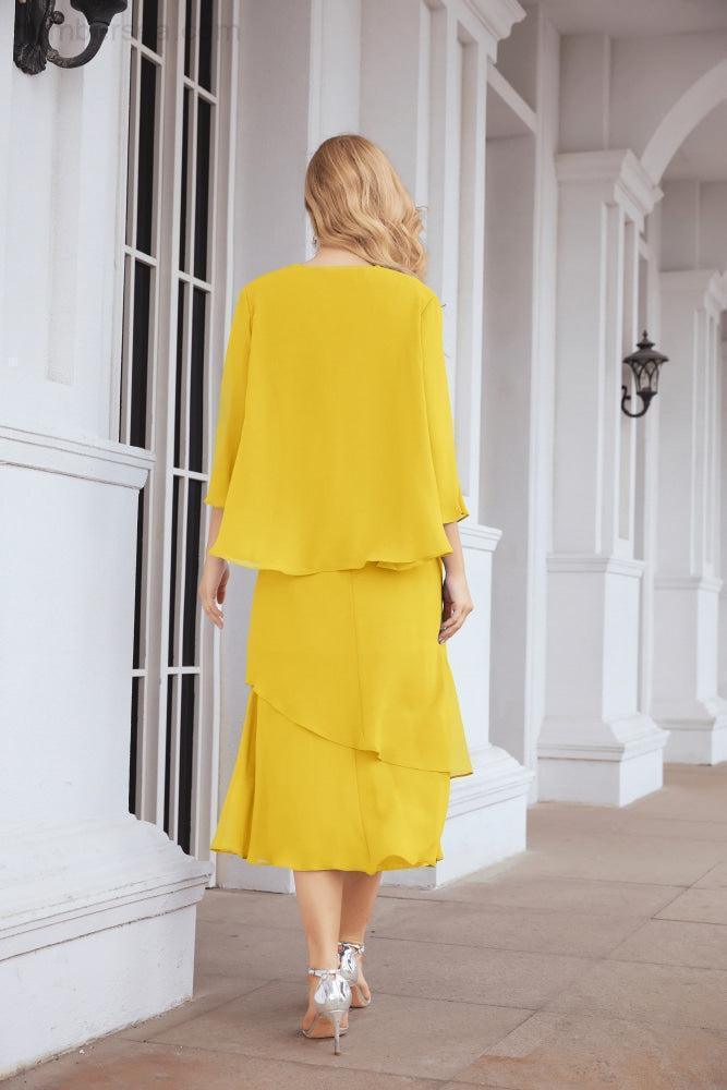 Robe de mariage de la mère de la mariée en deux pièces, ligne A, pour cérémonie et soirée formelle, modèle 28072