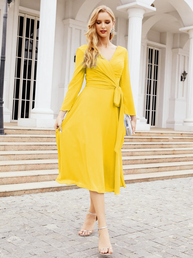 Bridesmaid Dress V-Back Waist Belt Mother of the Bride Wedding Guest SY28031