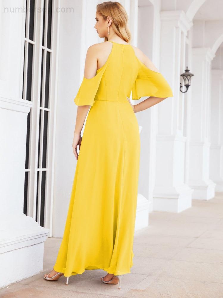 Robe de demoiselle d'honneur asymétrique, robe de soirée longue formelle ligne A 28074