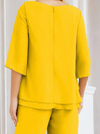 Robe de mariée élégante pour la mère de la mariée en deux pièces, tailleur pantalon grande taille à volants superposés, peignoir argenté 28064