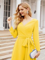 Bridesmaid Dress V-Back Waist Belt Mother of the Bride Wedding Guest SY28031