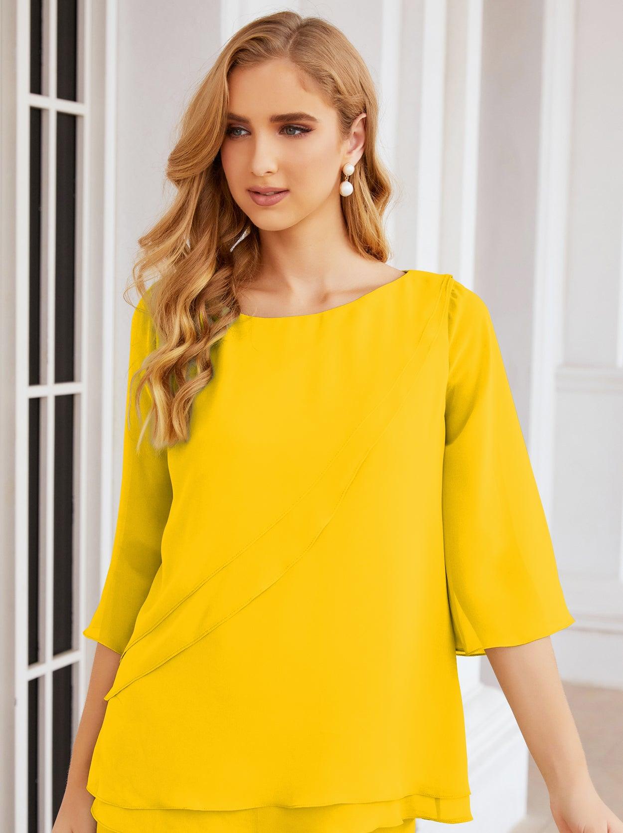 Robe de mariée élégante pour la mère de la mariée en deux pièces, tailleur pantalon grande taille à volants superposés, peignoir argenté 28064