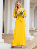 Robe de soirée formelle longue pour mère de la mariée avec cape à volants 28026