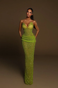 Custom Color And Size Strapless Mermaid Prom Dress With Pleated Beading