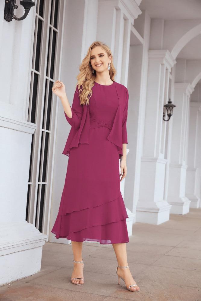 Vestido de Noiva de Duas Peças em Linha A para a Mãe da Noiva Vestido de Festa Formal 28072