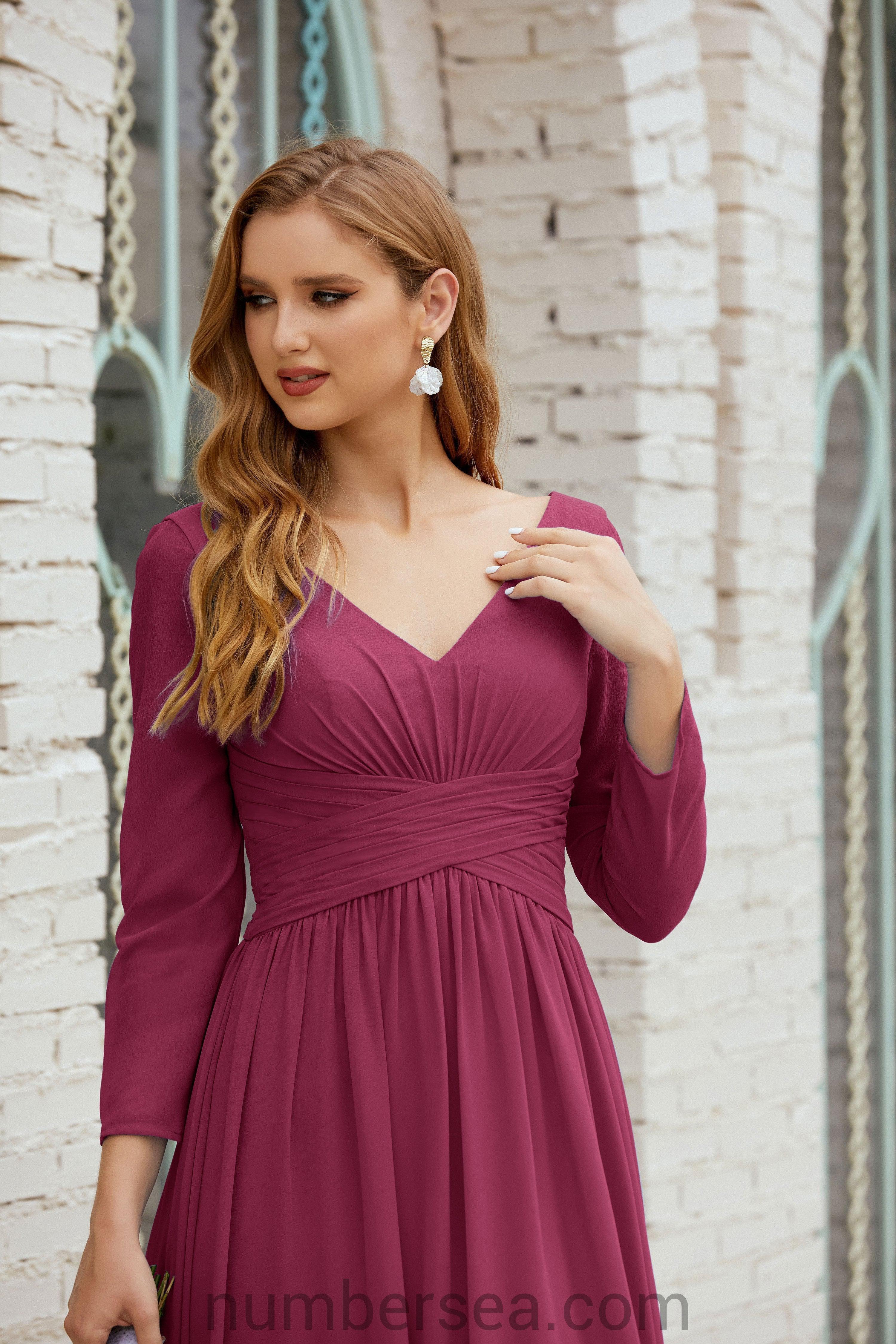 Abito da damigella Numbersea in chiffon, abito formale per festa, abito da sera 28016