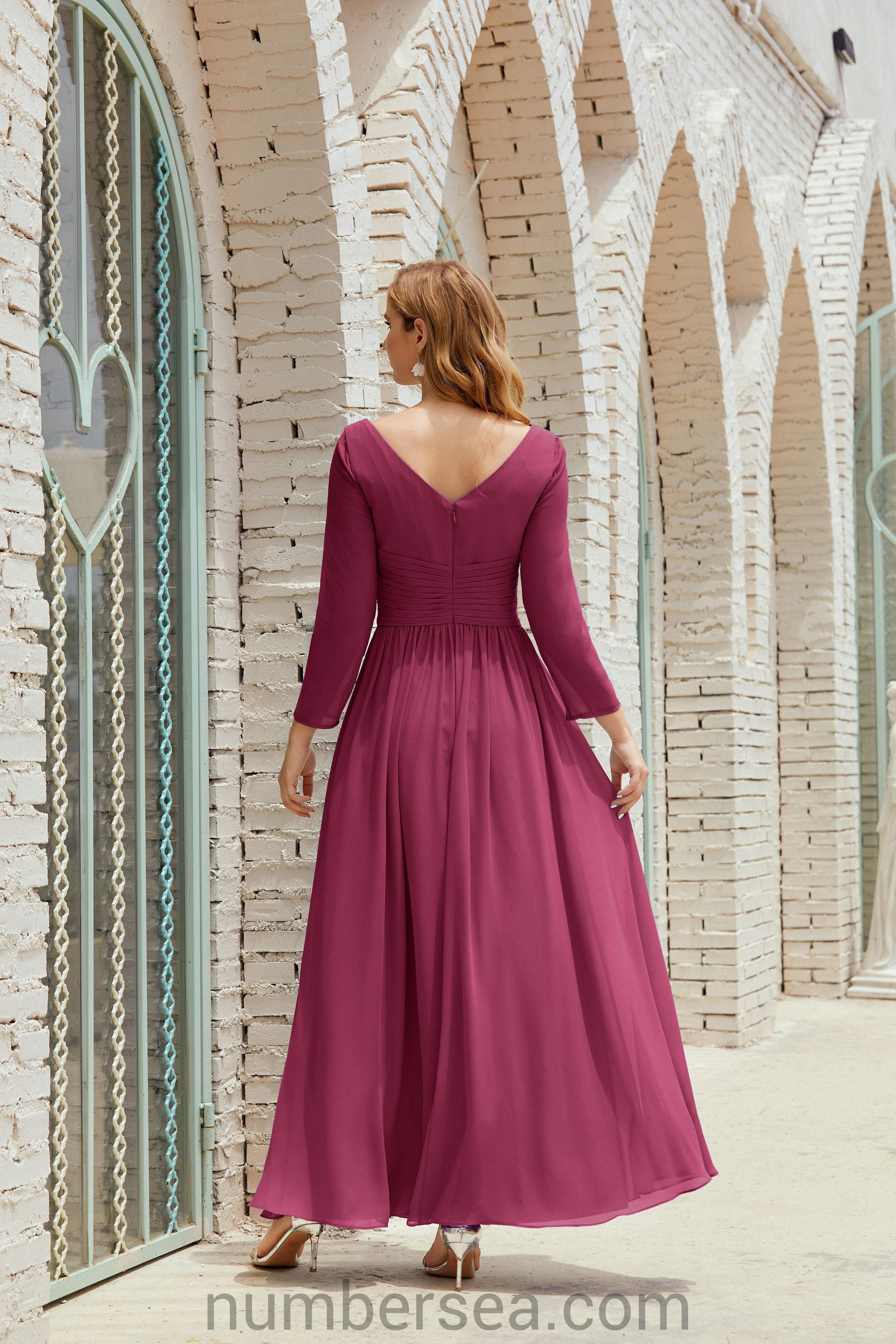 Abito da damigella Numbersea in chiffon, abito formale per festa, abito da sera 28016