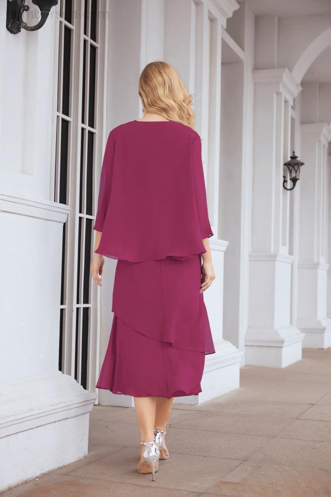 Robe de mariage de la mère de la mariée en deux pièces, ligne A, pour cérémonie et soirée formelle, modèle 28072