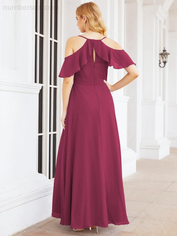Robes longues de demoiselle d'honneur Numbersea à épaules dénudées, fente latérale, robes de bal formelles pour fête et mariage 28070