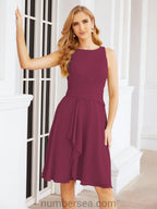 Vestidos para a Mãe da Noiva Vestido de Baile de Finalistas Vestido Casual Pregueado 28065