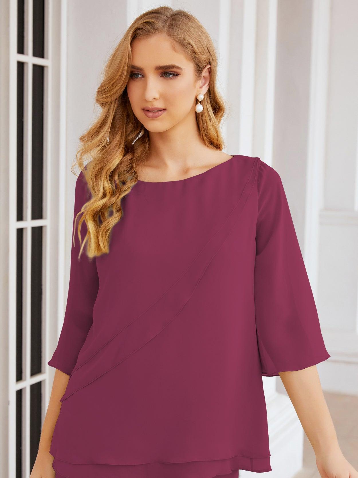 Robe de mariée élégante pour la mère de la mariée en deux pièces, tailleur pantalon grande taille à volants superposés, peignoir argenté 28064