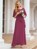 Robe de soirée formelle longue pour mère de la mariée avec cape à volants 28026