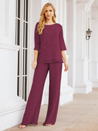 Robe de mariée élégante pour la mère de la mariée en deux pièces, tailleur pantalon grande taille à volants superposés, peignoir argenté 28064