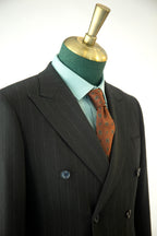 Costume en laine à rayures de craie anthracite double boutonnage pour mariage formel et affaires