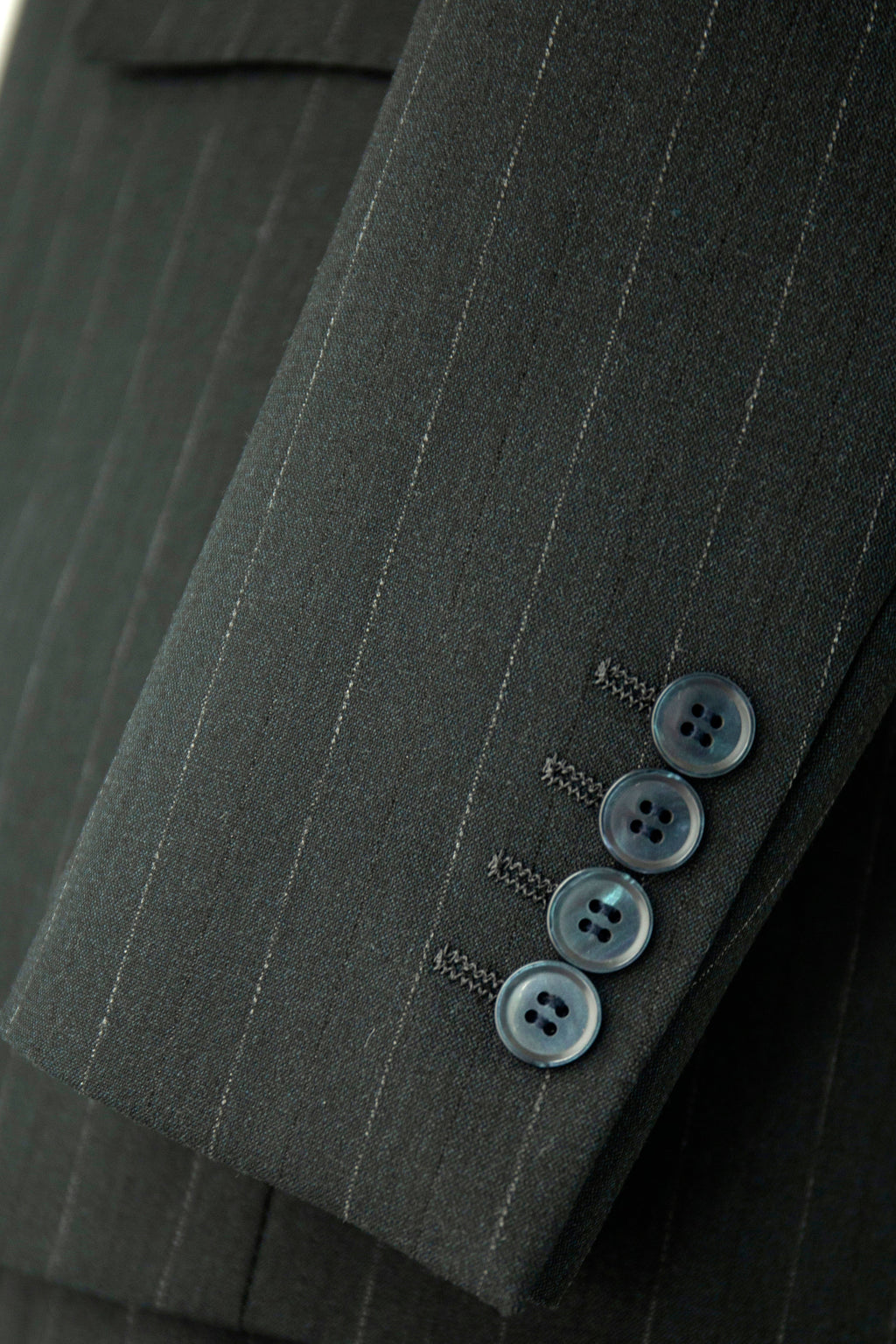 Costume en laine à rayures de craie anthracite double boutonnage pour mariage formel et affaires