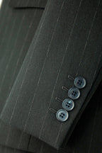 Costume en laine à rayures de craie anthracite double boutonnage pour mariage formel et affaires