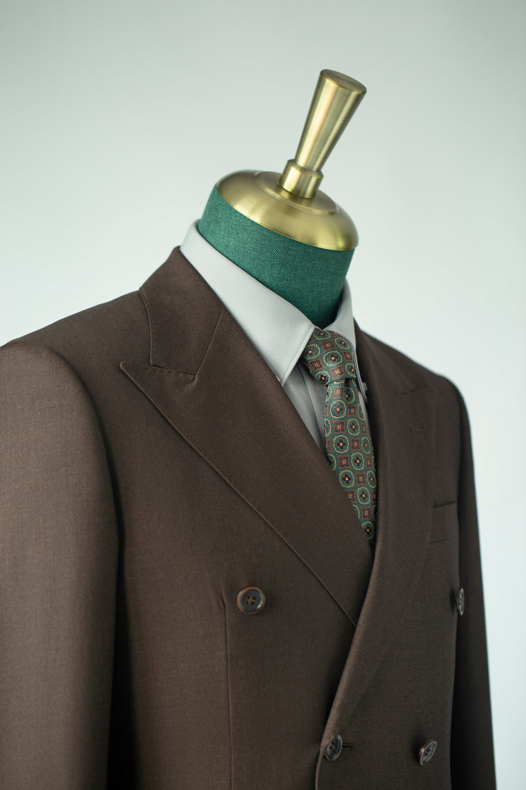 Tailored Double Breasted Dark Brown Wool Suit For Formal Groom And Business