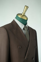 Tailored Double Breasted Dark Brown Wool Suit For Formal Groom And Business