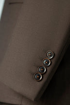 Tailored Double Breasted Dark Brown Wool Suit For Formal Groom And Business