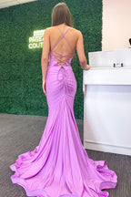 Mermaid Cowl Neck Jersey Long Prom Dress