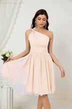 Numbersea Damen Chiffon Kurzes Ein-Schulter Brautjungfernkleid Festliche Kleider für Feier Heimkehr 2804