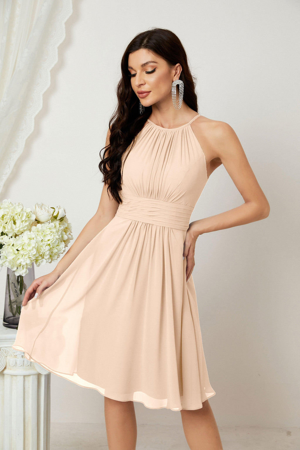 Robe de soirée formelle pour bal de fin d'études ou cocktail Halter 28011