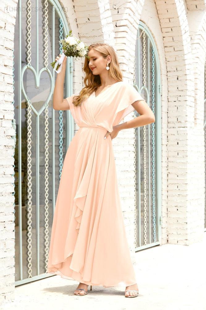 Robe de la Mère de la Mariée Grande Taille Col en V Longueur Solennelle Robe de Bal Formelle pour Invité de Mariage 28020