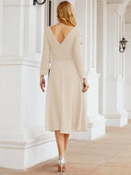 Bridesmaid Dress V-Back Waist Belt Mother of the Bride Wedding Guest SY28031