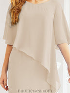 Robe de soirée formelle longue pour mère de la mariée avec cape à volants 28026