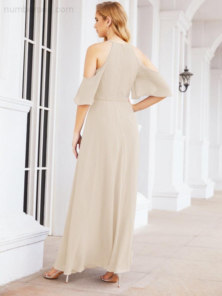 Robe de demoiselle d'honneur asymétrique, robe de soirée longue formelle ligne A 28074