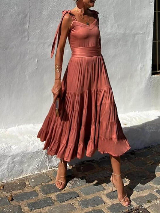 Schulterfreies Midikleid mit Rüschen 
