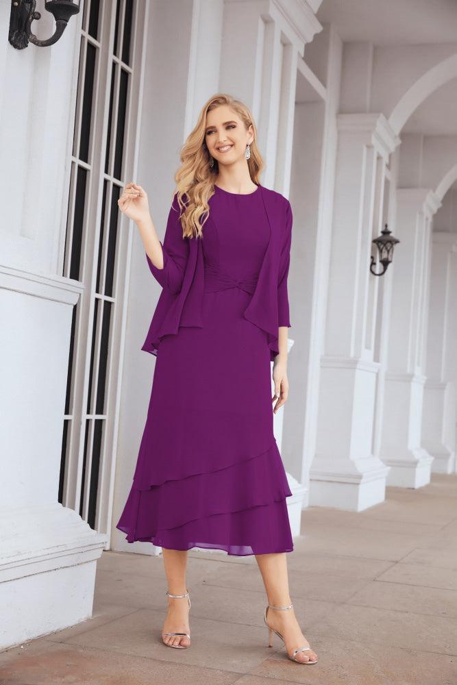 Vestido de Noiva de Duas Peças em Linha A para a Mãe da Noiva Vestido de Festa Formal 28072