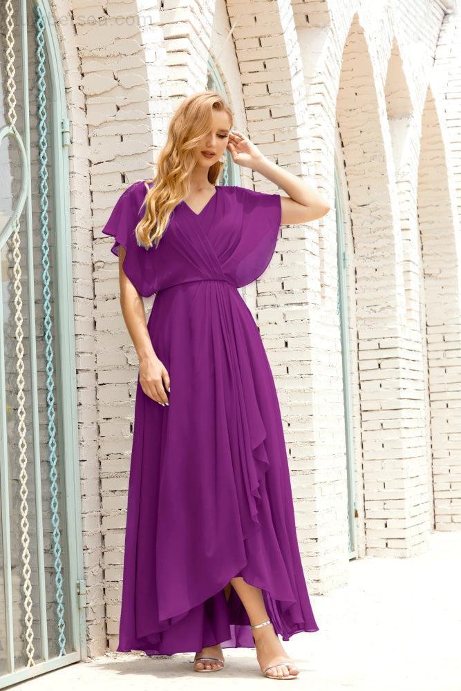 Robe de la Mère de la Mariée Grande Taille Col en V Longueur Solennelle Robe de Bal Formelle pour Invité de Mariage 28020