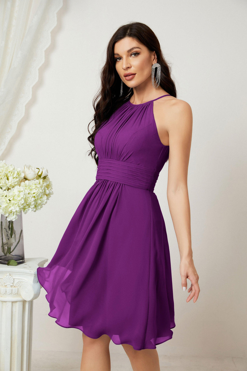 Robe de soirée formelle pour bal de fin d'études ou cocktail Halter 28011
