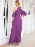 Robe de demoiselle d'honneur asymétrique, robe de soirée longue formelle ligne A 28074